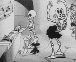 black and white skeleton GIF